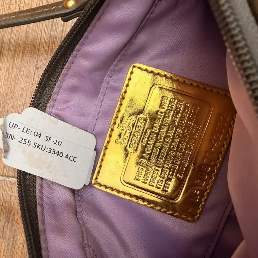 Coach Gray/Lavender Gold Satin  Amanda Clutch Wristlet Handbag Purse